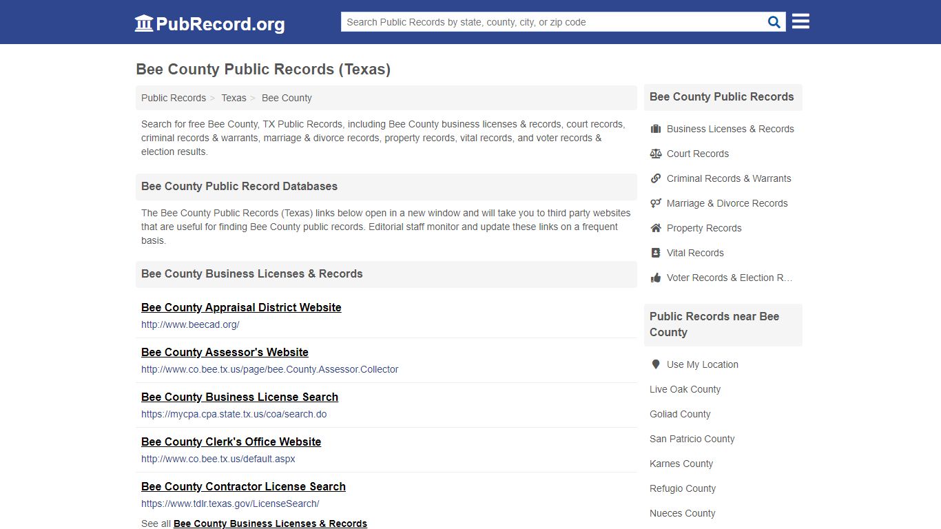 Free Bee County Public Records (Texas Public Records) - PubRecord.org