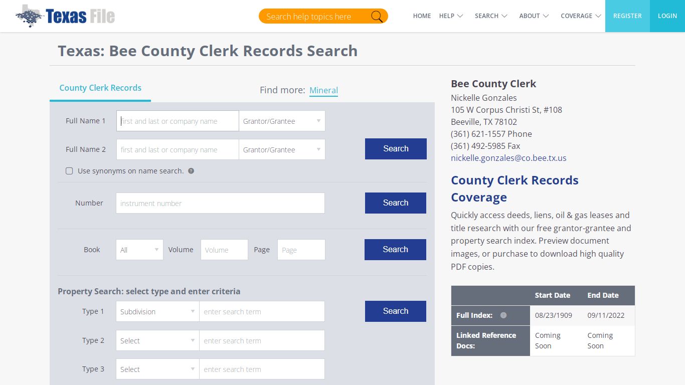 Bee County Clerk Records Search | TexasFile